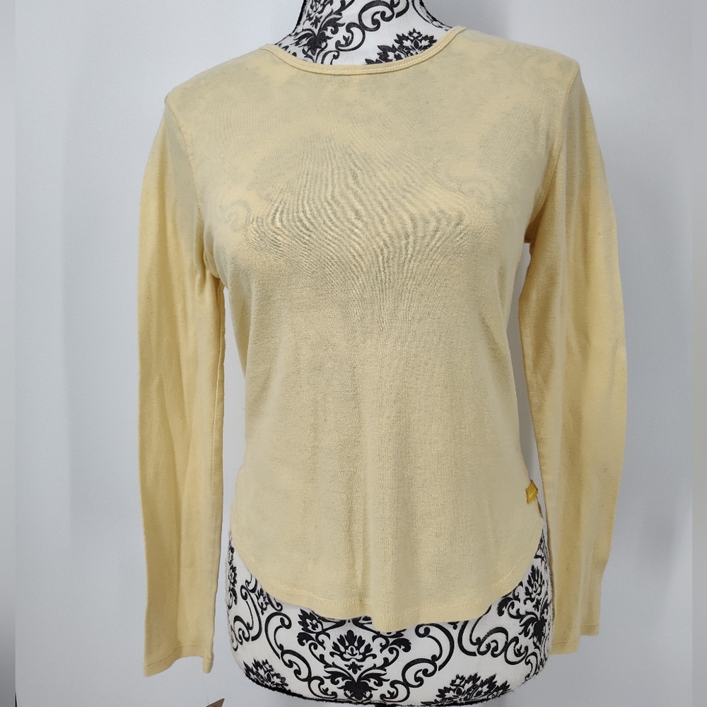 American Eagle Outfitters Soft Yellow Long Sleeve Top Women's Medium